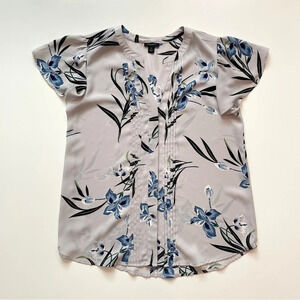 Ann Taylor Factory Floral Short-Sleeve Flowy Blouse Size XS